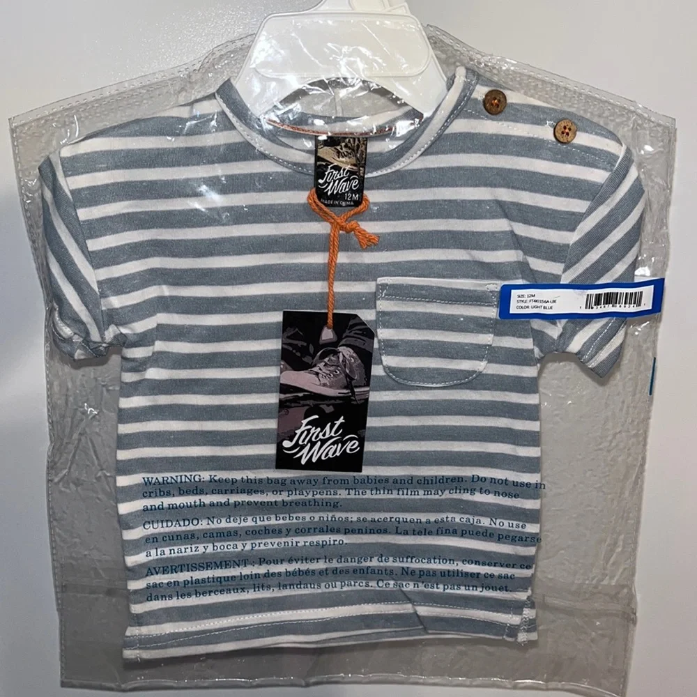 NWT! Baby Boy 12mo First Wave Striped T-Shirt